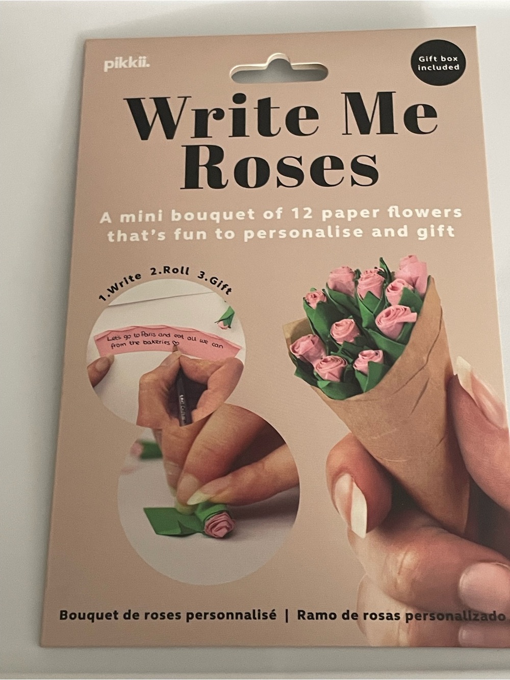 pikkii Write Me Roses Mini Paper Bouquet - Pink & Green